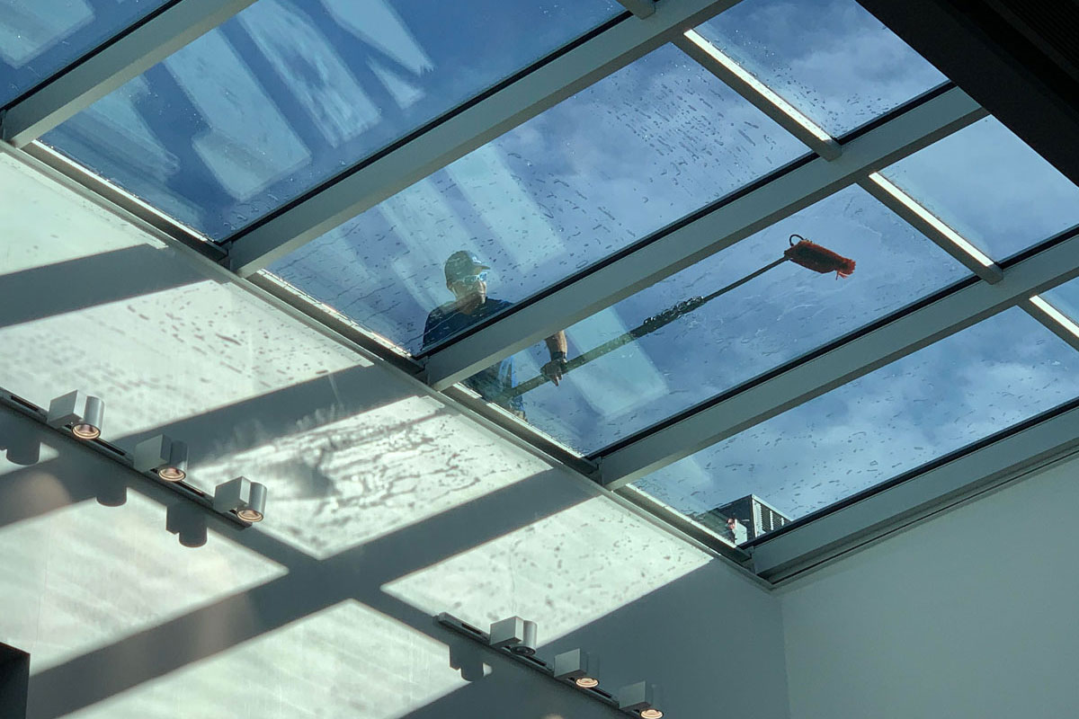 Commercial window cleaning - large glass roof