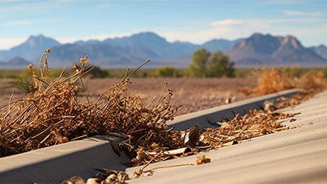 dirt and brush in gutters in Tucson