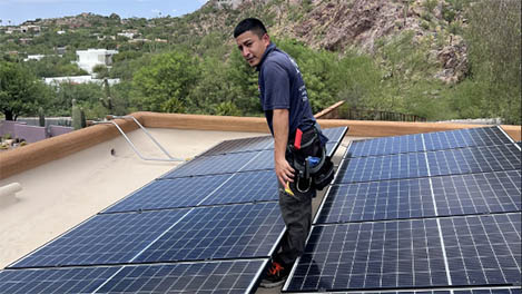 solar panel cleaning on the west side of Tucson