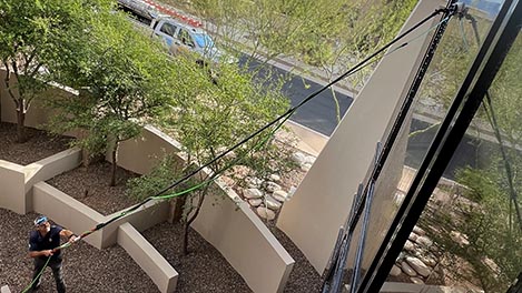 window cleaning with water-fed pole Foothills Tucson